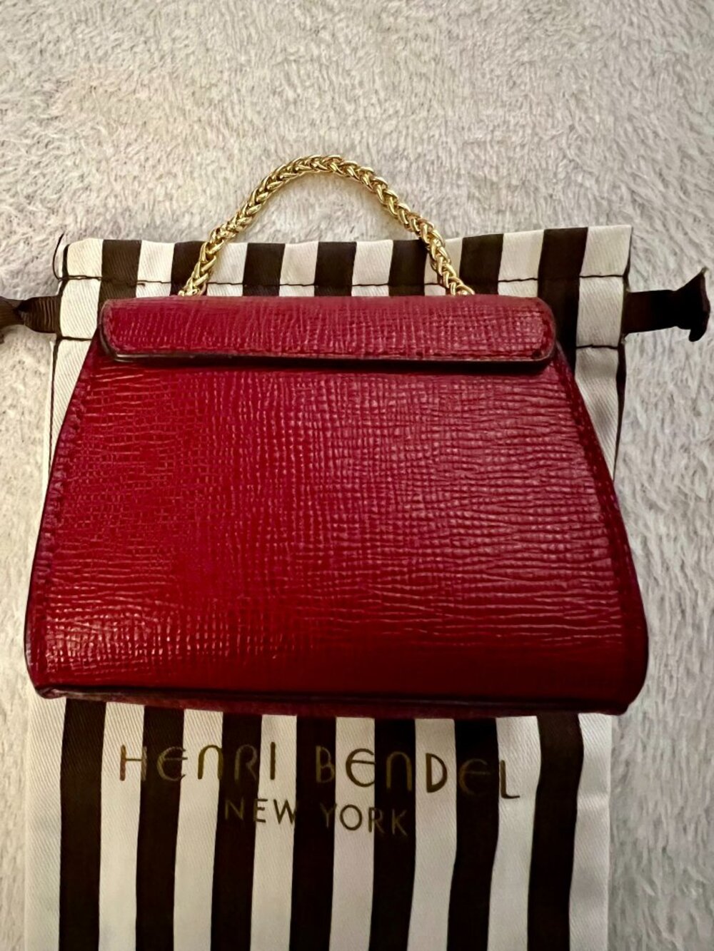 Henri Bendel Red Waldorf Party Bag (Mini Bag) with Dust Bag Like New - Picture 4 of 8